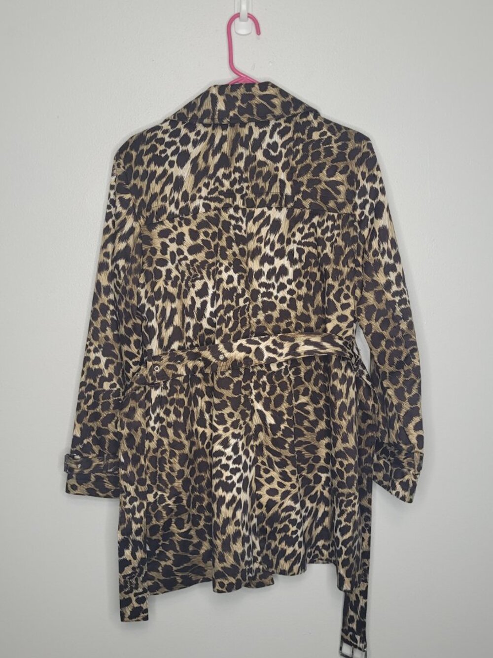 Michael Michael Kors cheetah animal print trench style lined coat size large - Picture 3 of 10
